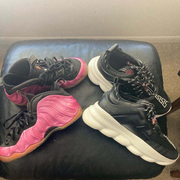 Versace Chain Reaction “Blk/Wht” sz 10 & Nike Foamposite One “Pink” sz 9 - Picture 2 of 10